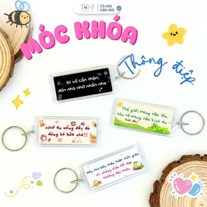 Móc Khóa Thông Điệp Chữ Nhật, In Lời Nhắn Hai Mặt, Trang Trí Balo, Chìa Khóa Xe