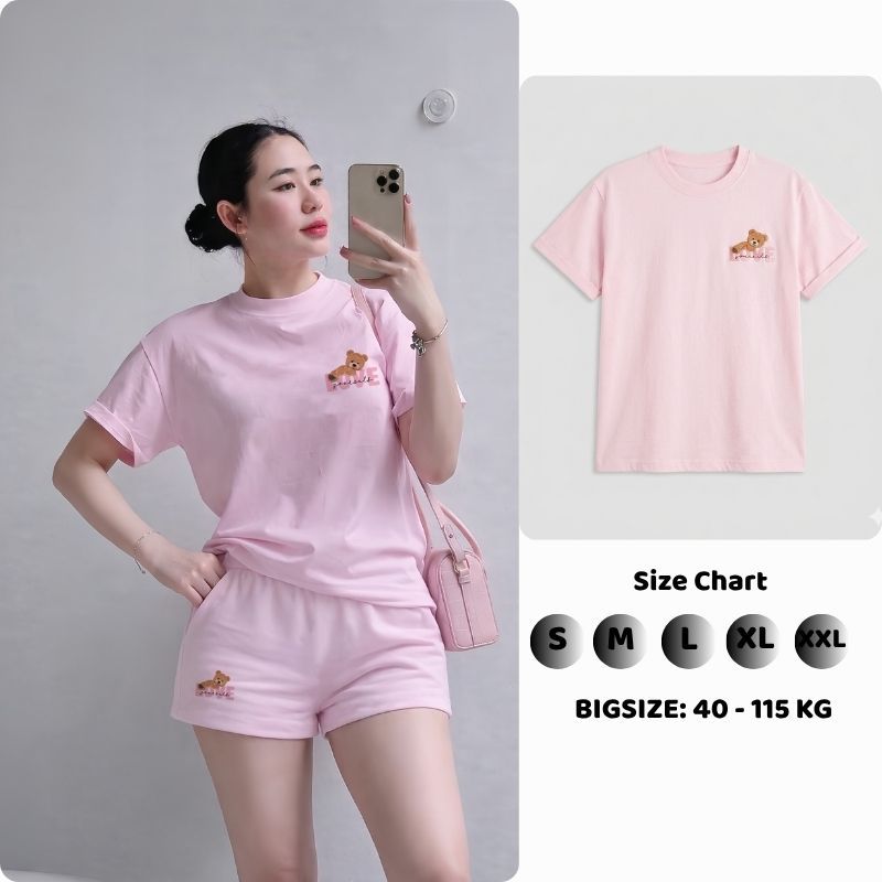 Bộ thun Nữ PONG Áo phông,Cổ Tròn,Tay Ngắn,Phối Quần short ,Chất Cotton Cao Cấp - CP_21962