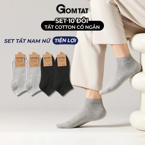 Set 10 đôi tất cổ ngắn GOMTAT, chất liệu cotton thoáng mát mùa hè, unisex - KOL-CB023