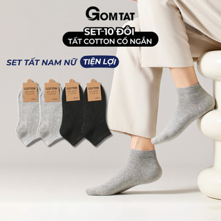 [FLASHSALE] Set 10 đôi tất cổ ngắn GOMTAT, chất liệu cotton thoáng mát mùa hè, unisex - KOL-CB023