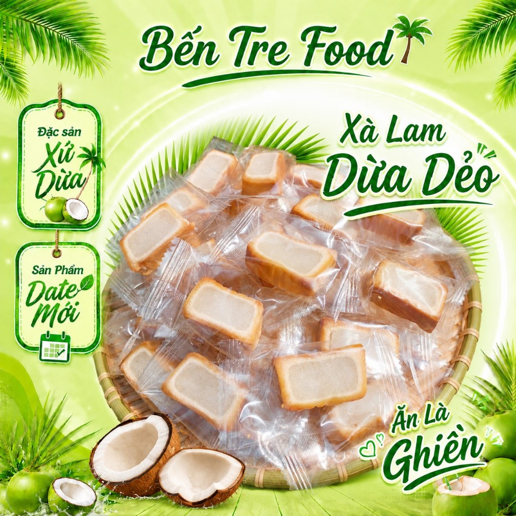 Bánh Xà Lam Nhân Dừa Dẻo mềm dẻo ít ngọt- Đặc Sản Bến Tre