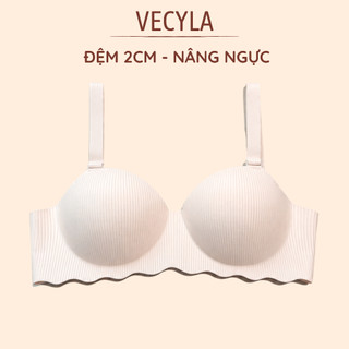 Áo lót nữ VECYLA, áo lót su quả ngang kẻ sọc đệm bàn tay nâng ngực A06