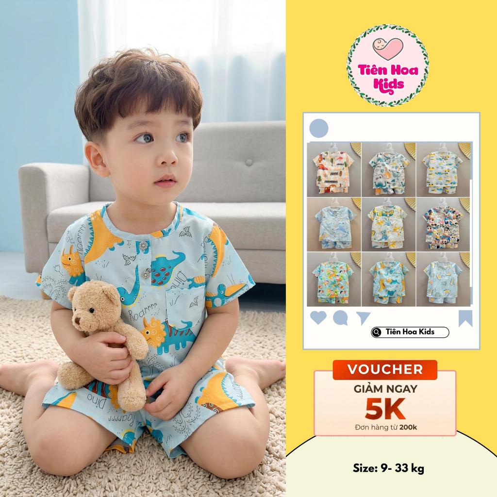 [Bé 9-33kg] (ĐƯỢC CHỌN MẪU) Bộ TOLE, LANH TAY NGẮN QUẦN ĐÙI BÉ TRAI TIÊN HOA KIDS- chất vải tole, lanh 2 da mềm, mịn mát
