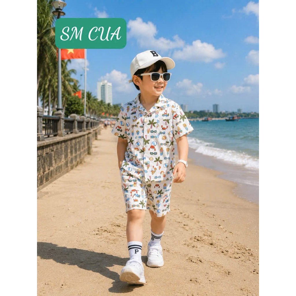 Bộ sơ mi lụa bé trai (10-20kg) mềm mịn thoáng mát