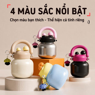 Bình giữ nhiệt Chubby 800ml inox 316L phủ sứ, Fan House bình nước khắc tên ống hút trà sữa trân châu