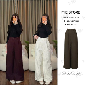 Quần Kaki Nhật ống suông cạp cao (M108) - Vải kaki Nhật dày dặn, đanh quần, tạo cảm giác đứng form và gọn dáng