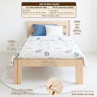Giường Trẻ Em 1m8 có tựa Đầu Giường, Giường Lắp Ráp Gỗ Thông Chắc Chắn, Sử Dụng Lâu Dài khi Bé Lớn