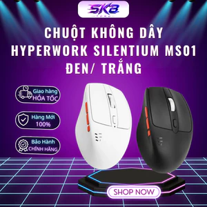 Chuột không dây HyperWork Silentium MS01 Đen/ Trắng - Bảo hành chính hãng 12 tháng