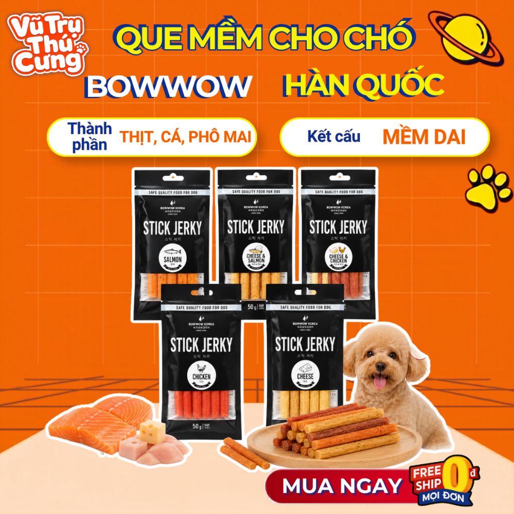 Que Thưởng Thịt Mềm Cho Chó Bowwow Hàn Quốc 50g