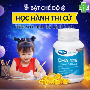 Dầu cá ngừ DHA 125 Mega Kidz, giúp bé yêu phát triển toàn diện, trí não thông minh và thị lực sáng khỏe (Lọ 30 viên)
