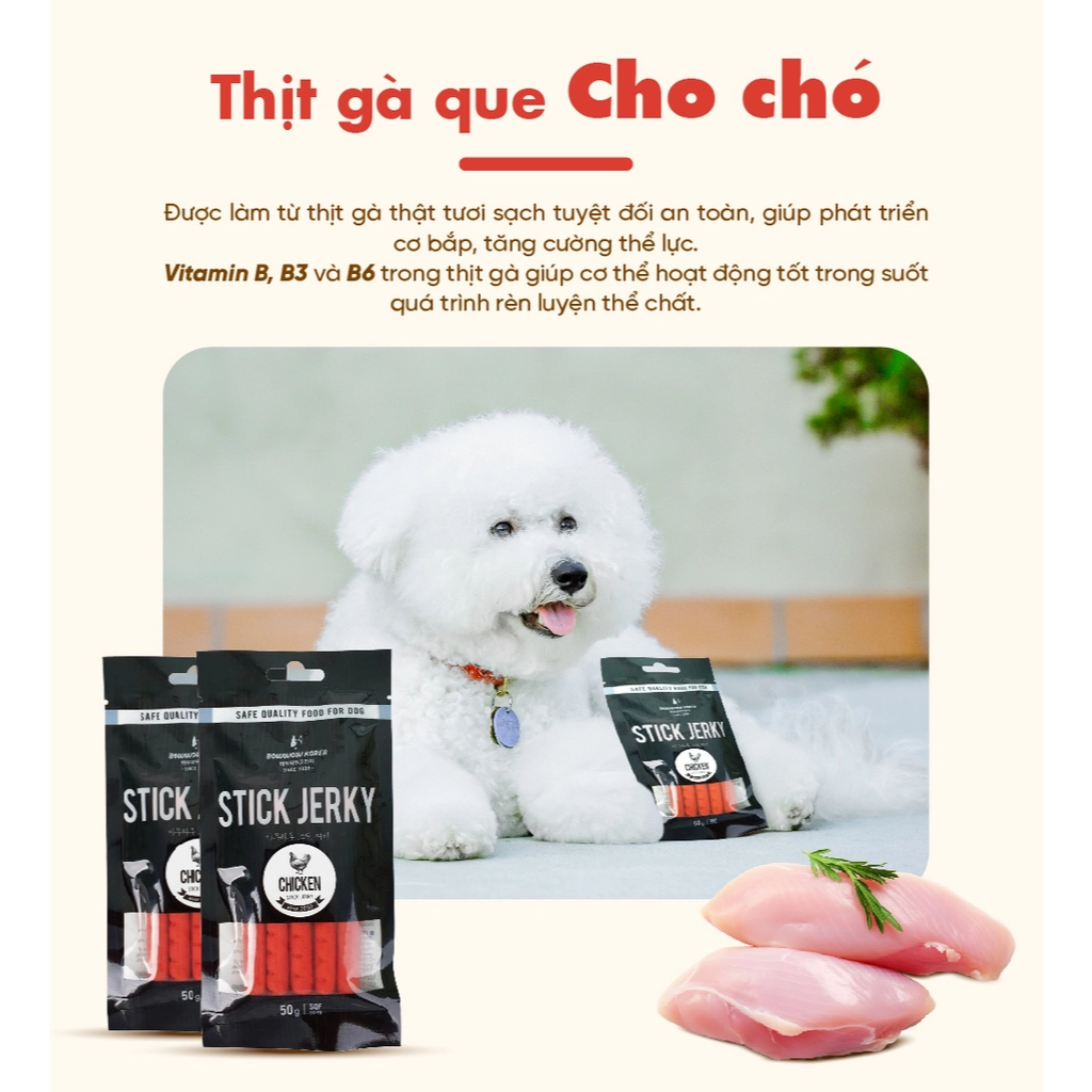 Que Thưởng Thịt Mềm Cho Chó Bowwow Hàn Quốc 50g