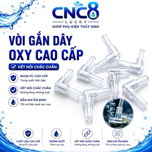 Vòi gắn dây oxy chữ L fi 4mm nhựa mica trong