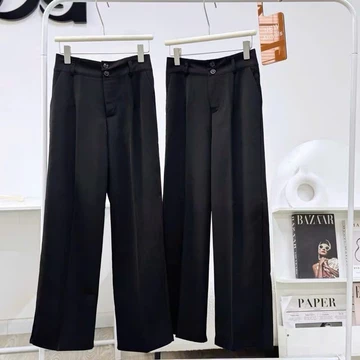 [Hỏa Tốc - Bigsize] Quần Tây Suông Đen Form, Quần Tây Công Sở, Quần Tây Đi Học Chất Tuyết Mưa Cao Cấp Lưng 2 Nút Cạp Cao