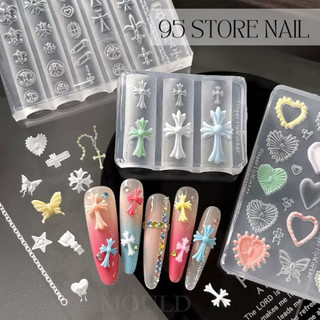 Khuôn silicon thánh giá , trái tim - khuôn làm charm nail