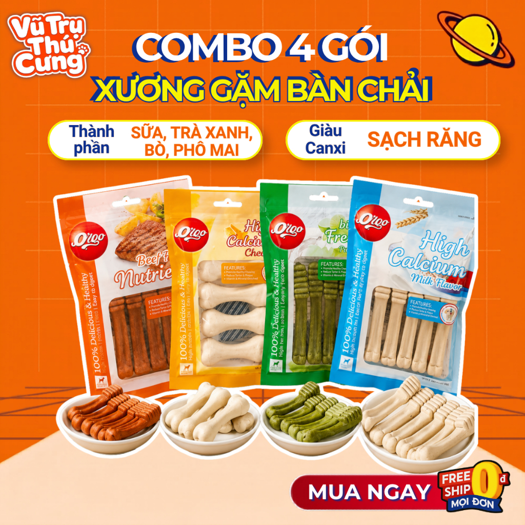 Combo 4 Gói Xương Gặm ORGO Cho Chó 90g