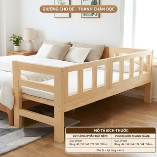 Giường Ngủ Cho Bé 1m4 có Thanh Chắn An Toàn, Phù Hợp Bé Ngủ Riêng / Có Cầu Thang