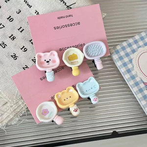 Kẹp tóc mini hình chảo hoạ tiết gấu mèo dễ thương, kẹo tóc mái mini cho nữ