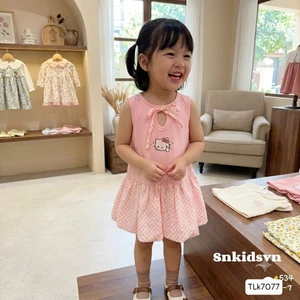 Váy Kitty Sát Nách Phối Nơ Dáng Bí Dành Cho Bé Gái Từ 9-35kg