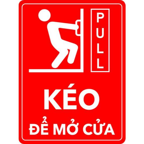 Decal Kéo Vào Đẩy Ra - Pull Push chống nước dán trang trí tường