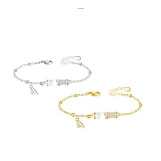 Vòng Tay Bạc 925 Mạ Vàng Elara Charm Đính Đá CZ Cao Cấp Cho Nữ