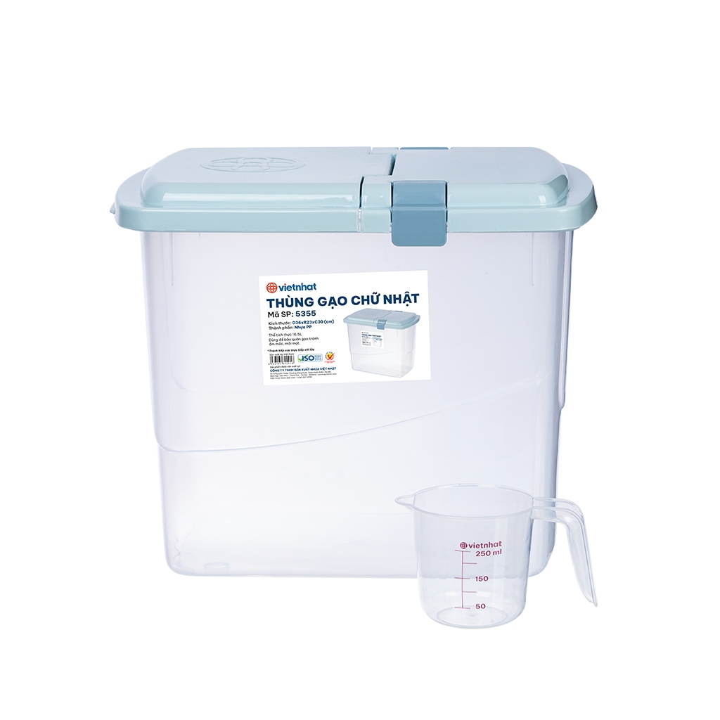 Thùng Gạo 15kg Kèm Ca Đong Định Mức Chống Ẩm Mốc Và Cồn Trùng Gây Hại Việt Nhật (mã 5355)