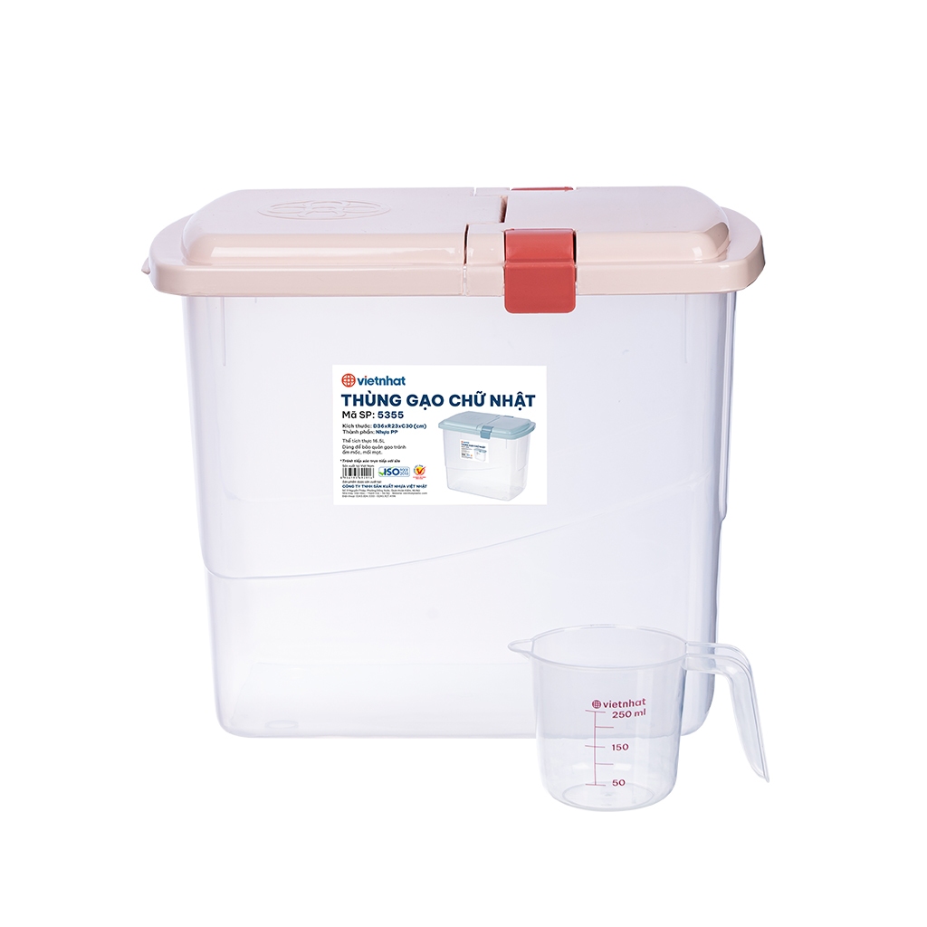 Thùng Gạo 15kg Kèm Ca Đong Định Mức Chống Ẩm Mốc Và Cồn Trùng Gây Hại Việt Nhật (mã 5355)