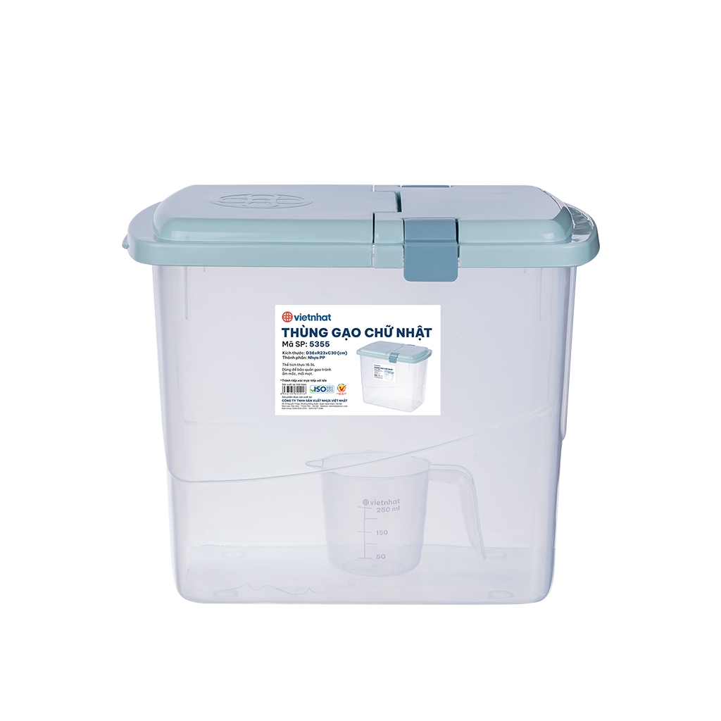 Thùng Gạo 15kg Kèm Ca Đong Định Mức Chống Ẩm Mốc Và Cồn Trùng Gây Hại Việt Nhật (mã 5355)