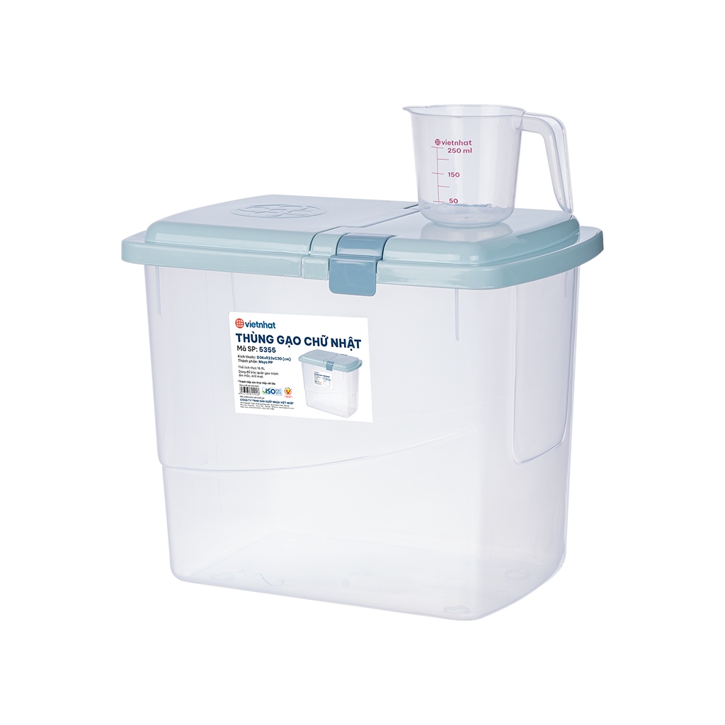 Thùng Gạo 15kg Kèm Ca Đong Định Mức Chống Ẩm Mốc Và Cồn Trùng Gây Hại Việt Nhật (mã 5355)