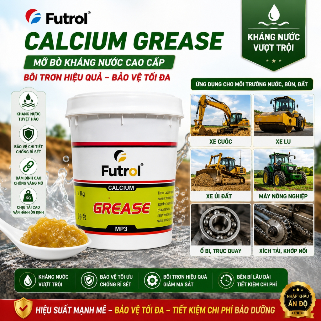 [mỡ nhập khẩu] Mỡ Bò Kháng Nước Chịu Nhiệt, dạng hộp 1Kg  Chính Hãng FUTROL Calcium Grease MP3