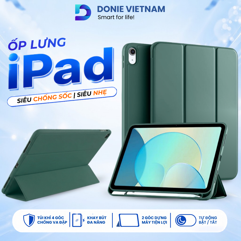 Ốp Lưng Da PU & TPU Đàn Hồi Hạn Chế Va Đập, Chống Sốc Cho iPad Gen 10/11 Air 4/5 Pro 11" | DONIE P01