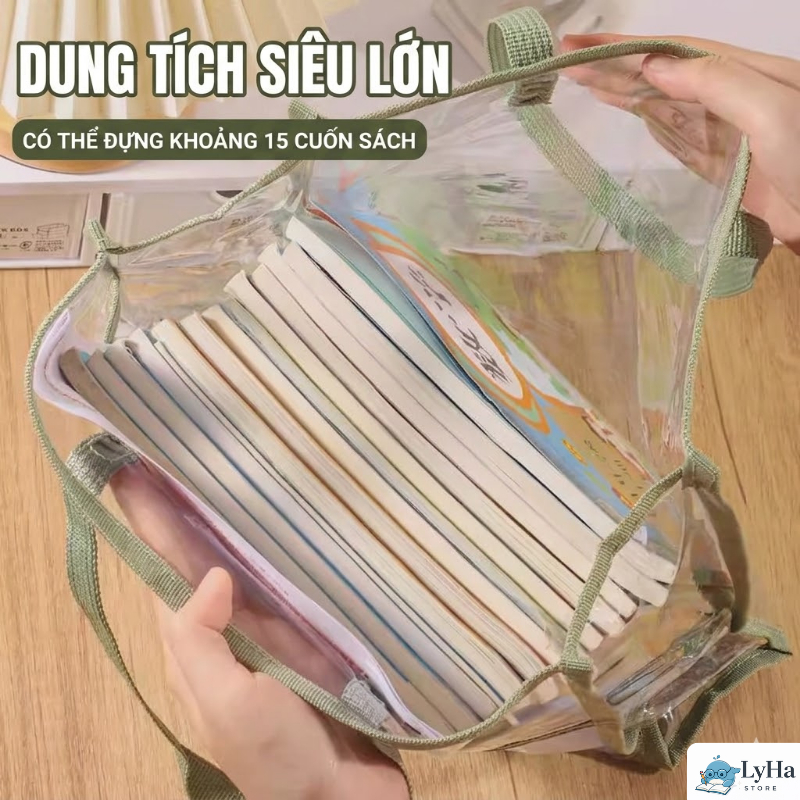 Túi Đựng Tài Liệu Dụng Cụ Học Tập , Cặp File Nhựa PVC Trong Suốt Có Quai Xách Chống Nước Đa Năng Cho Học Sinh Học Thêm