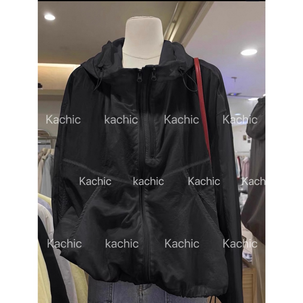 Áo Khoác Gió LỤA Dù FROM RỘNG 2 Lớp 2 Khóa Mũ Siêu Rộng Túi Chéo FROM RỘNG Chống Nắng Tia UV Cản Gió Kháng Nước Nhẹ 900