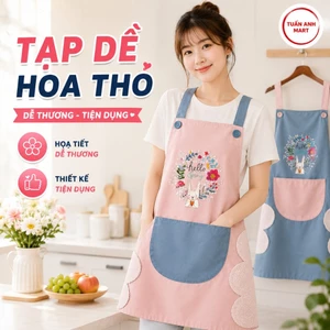 Tạp dề vải hoa thỏ có túi