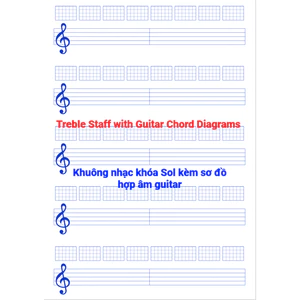 55 tờ Giấy chép nhạc khóa sol kèm hợp âm Guitar