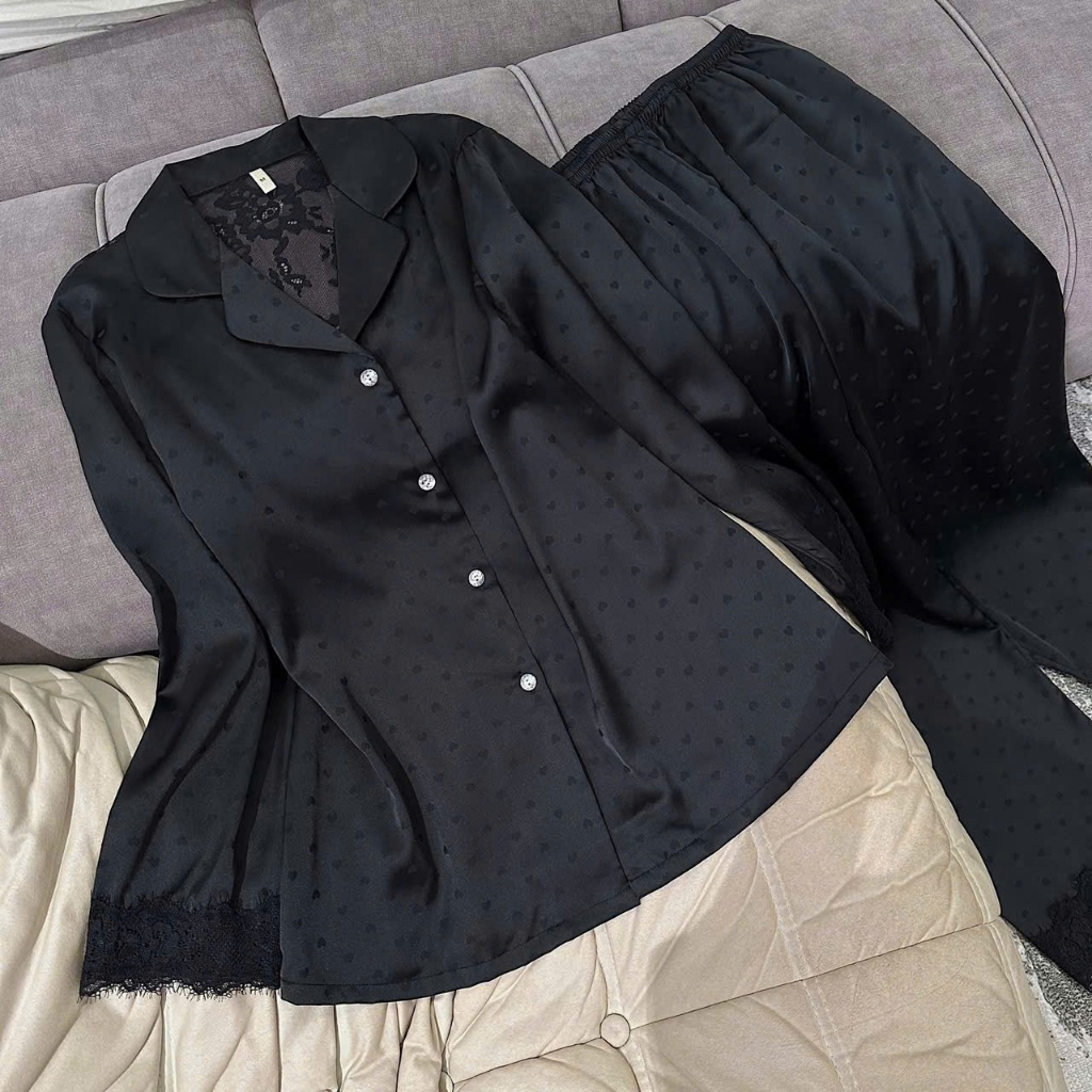 Bộ ngủ pyjama dài tay nữ lụa mềm mịn cao cấp hoạ tiết Bộ mặc nhà sang chảnh thanh lịch