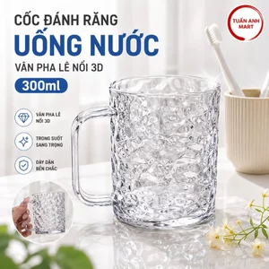 Combo 4 cái Cốc đánh răng uống nước vân pha lê nổi 3D 300ml
