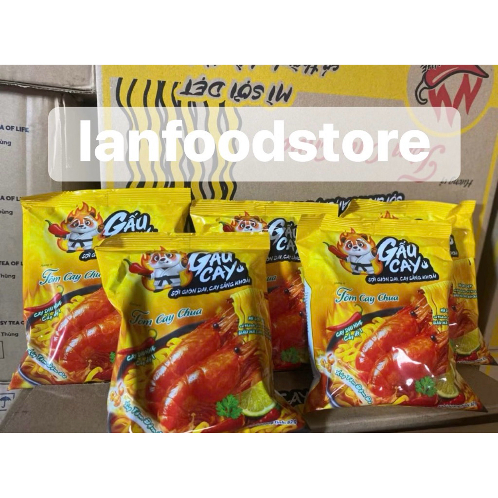 Combo 10-20 goi Mì Gấu Cay Hương Vị Tôm Cay Chua (Mì Sợi Dẹt)