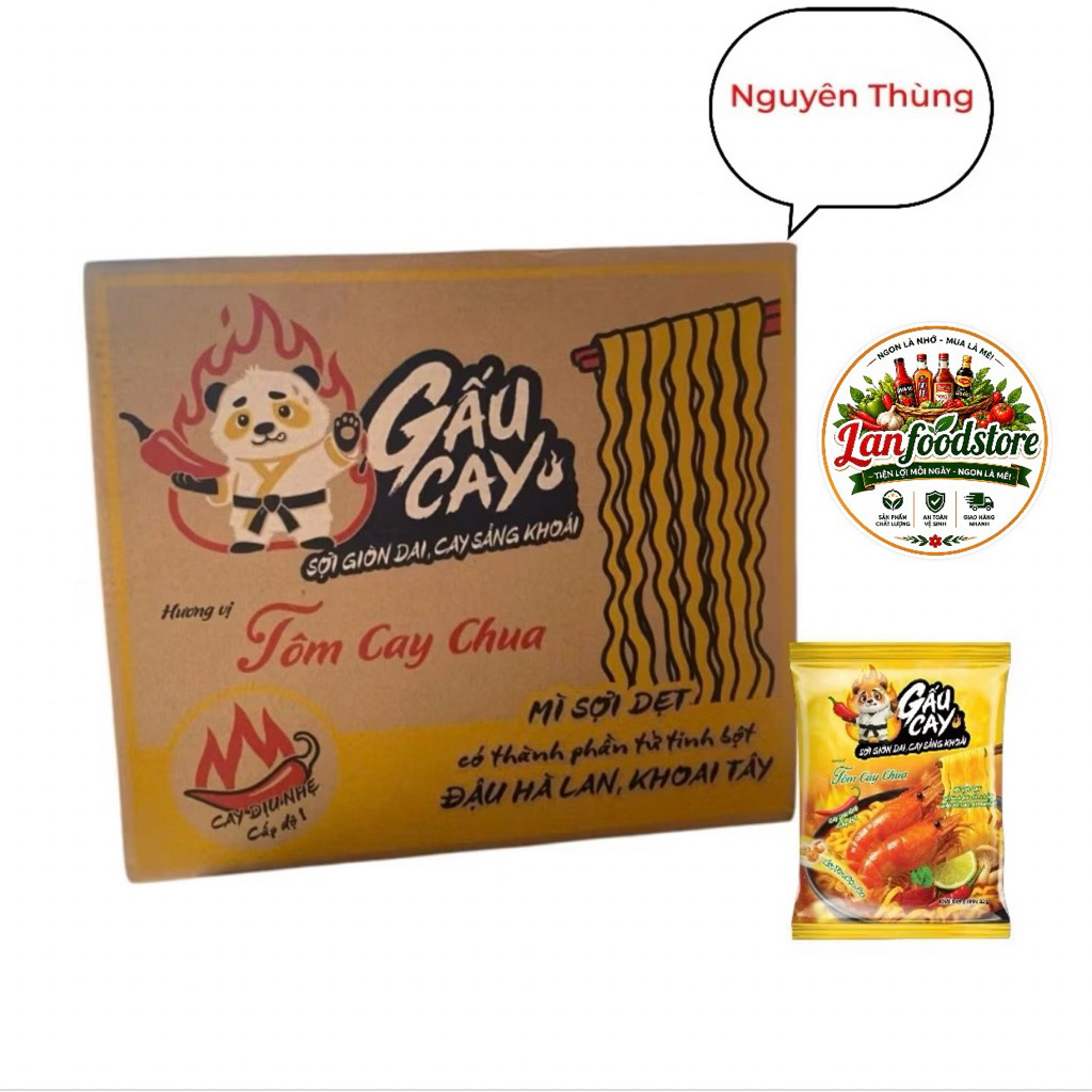 Combo 10-20 goi Mì Gấu Cay Hương Vị Tôm Cay Chua (Mì Sợi Dẹt)