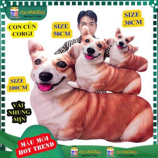 Thú Nhồi Bông Con Chó 3D Độc Lạ Siêu Thực - Gấu Bông Chó Corgi, Chó Liếc Nâu Siêu Mịn NGỌC SUSI