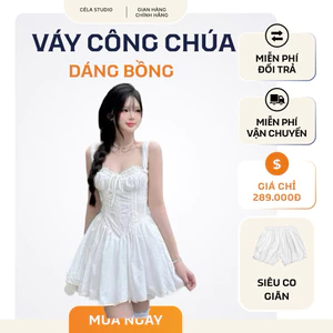 Váy Thiết Kế Céla Dáng Bồng Xoè Phối Ren Vintage, Váy Công Chúa Tiểu Thư Đi Biển Ulzzang