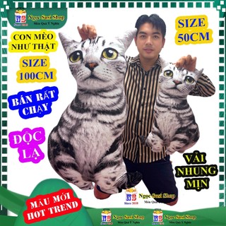 GẤU BÔNG CON MÈO 3D NHƯ THẬT ĐỘC LẠ SIÊU HOT - THÚ BONG CON MÈO CHẤT NHUNG  MUA CHỌN SIZE NGỌC SUSI
