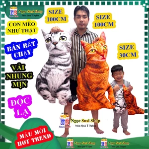 GẤU BÔNG CON MÈO 3D NHƯ THẬT ĐỘC LẠ SIÊU HOT - THÚ BONG CON MÈO CHẤT NHUNG MUA CHỌN SIZE NGỌC SUSI