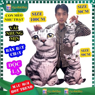 THÚ NHỒI BÔNG CON MÈO 3D NHƯ THẬT SIÊU ĐẸP NHƯ ẢNH MẪU MỚI - gấu bông thú bông đồ chơi doll toy