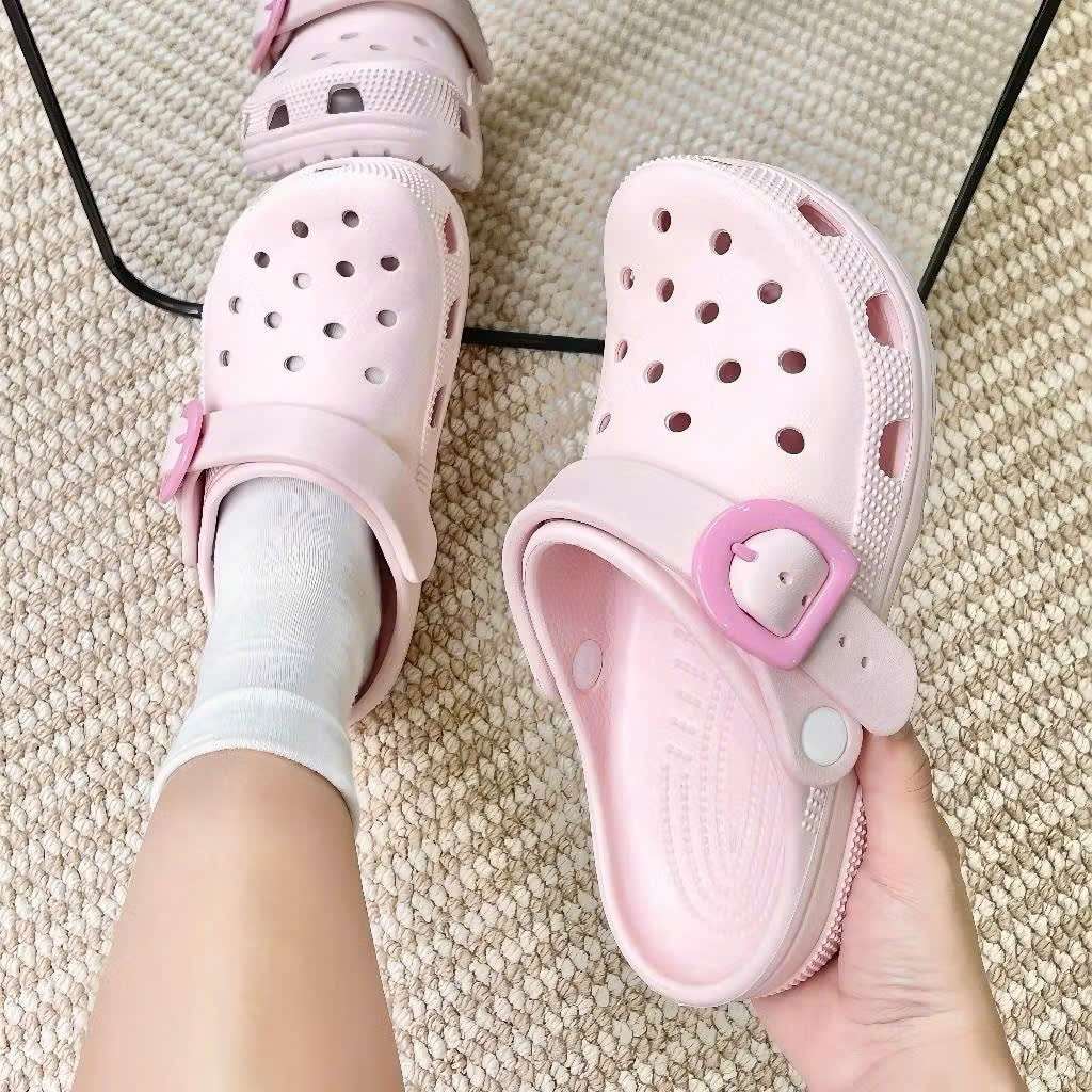 ( Cham ngẫu nhiên) Dép sục Buckle Nam Nữ Có Khuy Cao 3cm Chất Liệu EVA phiên bản mới