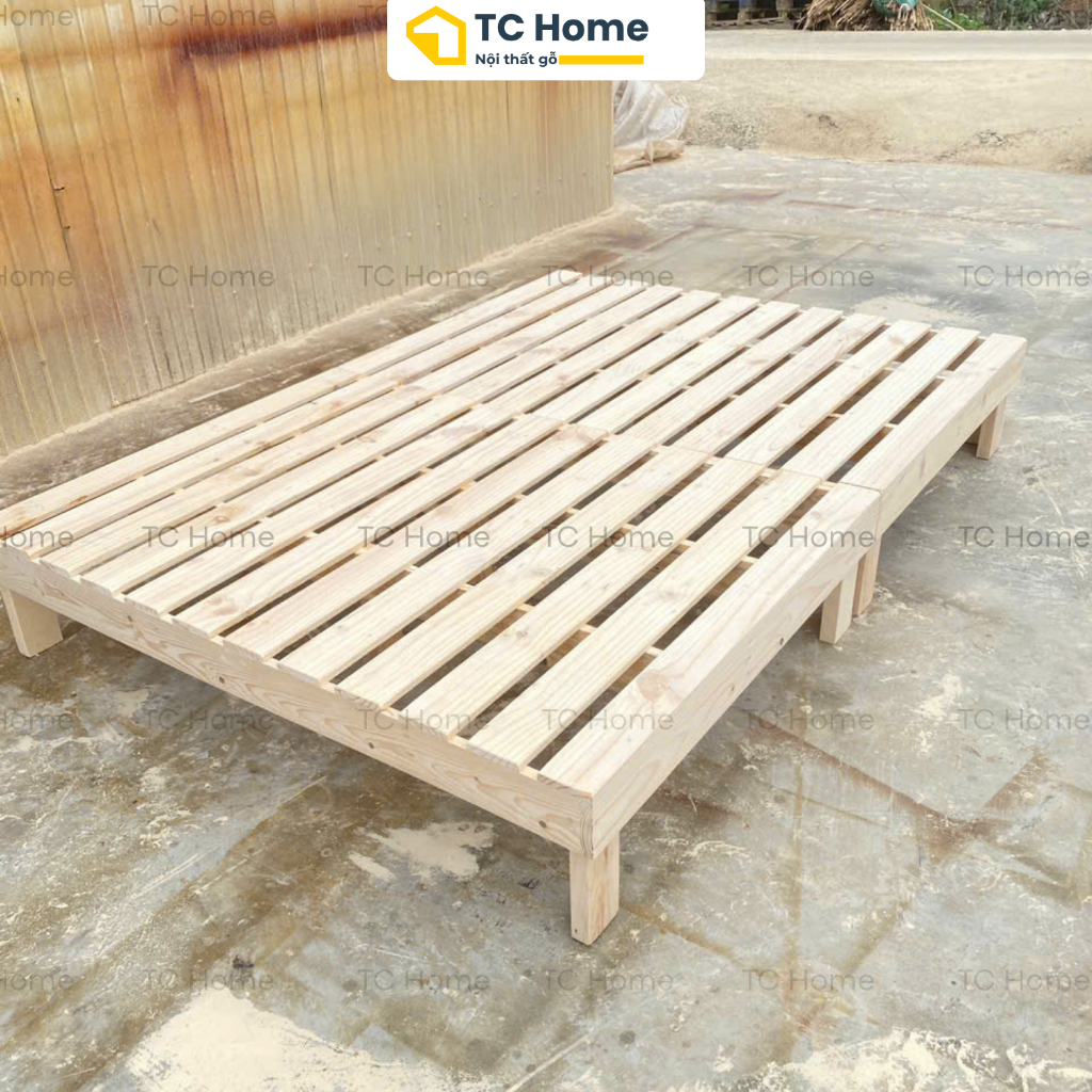 Giường Pallet Nan Thưa Có Chân - Cao 20,30cm Chống ẩm mối mọt, Giường ngủ gia đình phòng trọ TC Home