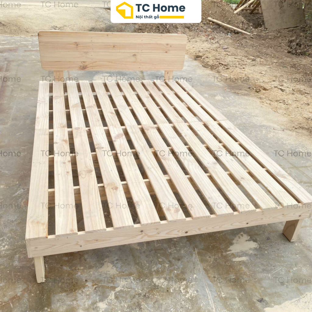 Giường Pallet Nan Thưa Có Chân - Cao 20,30cm Chống ẩm mối mọt, Giường ngủ gia đình phòng trọ TC Home