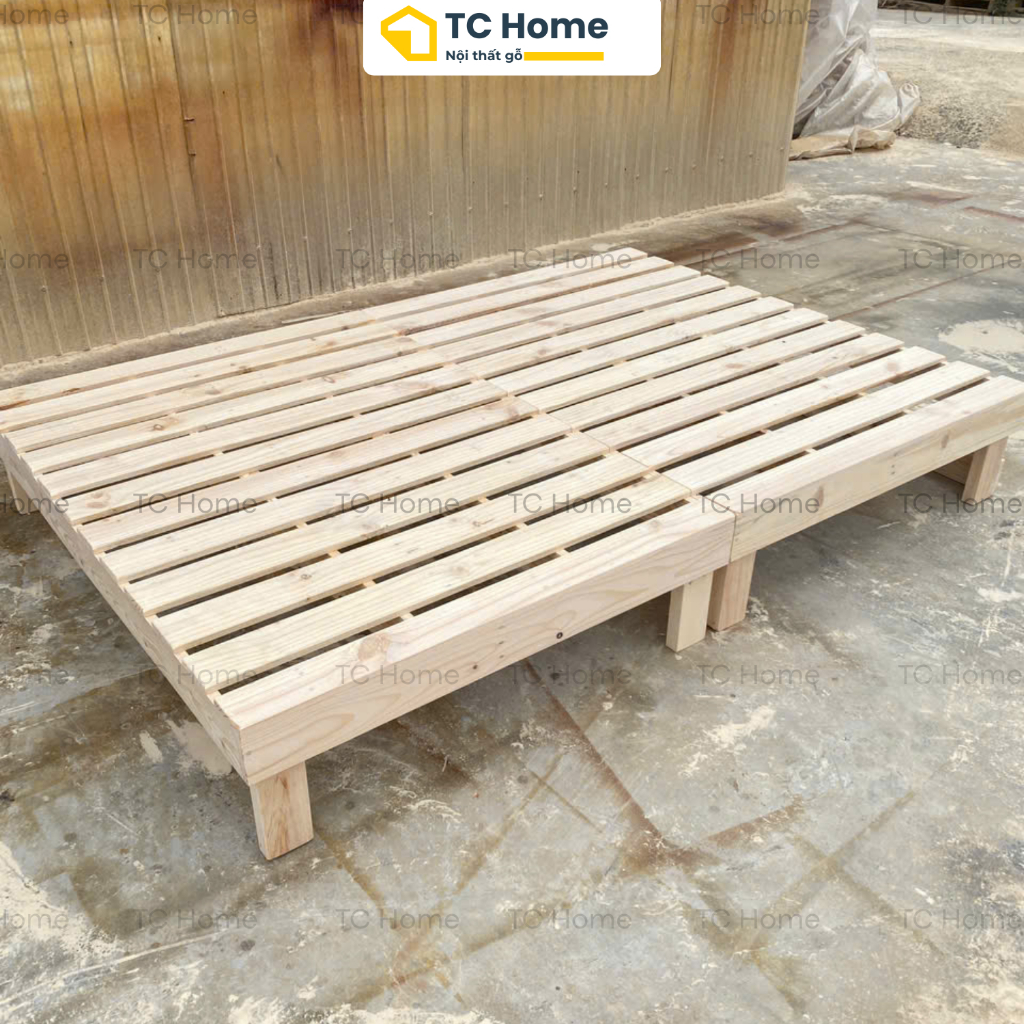 Giường Pallet Nan Thưa Có Chân - Cao 20,30cm Chống ẩm mối mọt, Giường ngủ gia đình phòng trọ TC Home