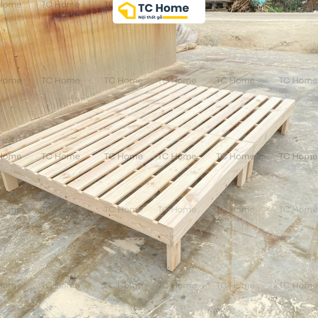 Giường Pallet Nan Thưa Có Chân - Cao 20,30cm Chống ẩm mối mọt, Giường ngủ gia đình phòng trọ TC Home