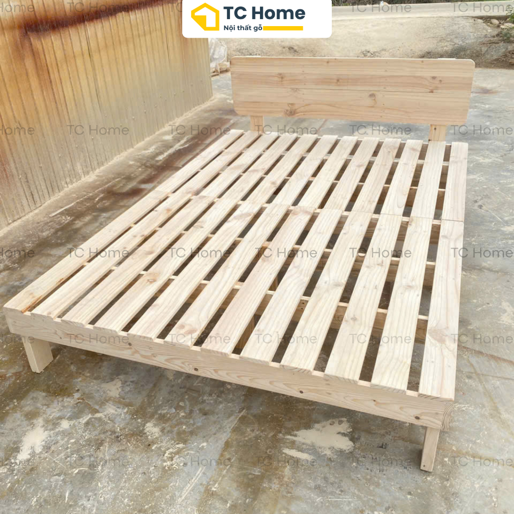 Giường Pallet Nan Thưa Có Chân - Cao 20,30cm Chống ẩm mối mọt, Giường ngủ gia đình phòng trọ TC Home