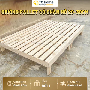 Giường Pallet Nan Thưa Có Chân - Cao 20,30cm Chống ẩm mối mọt, Giường ngủ gia đình phòng trọ TC Home